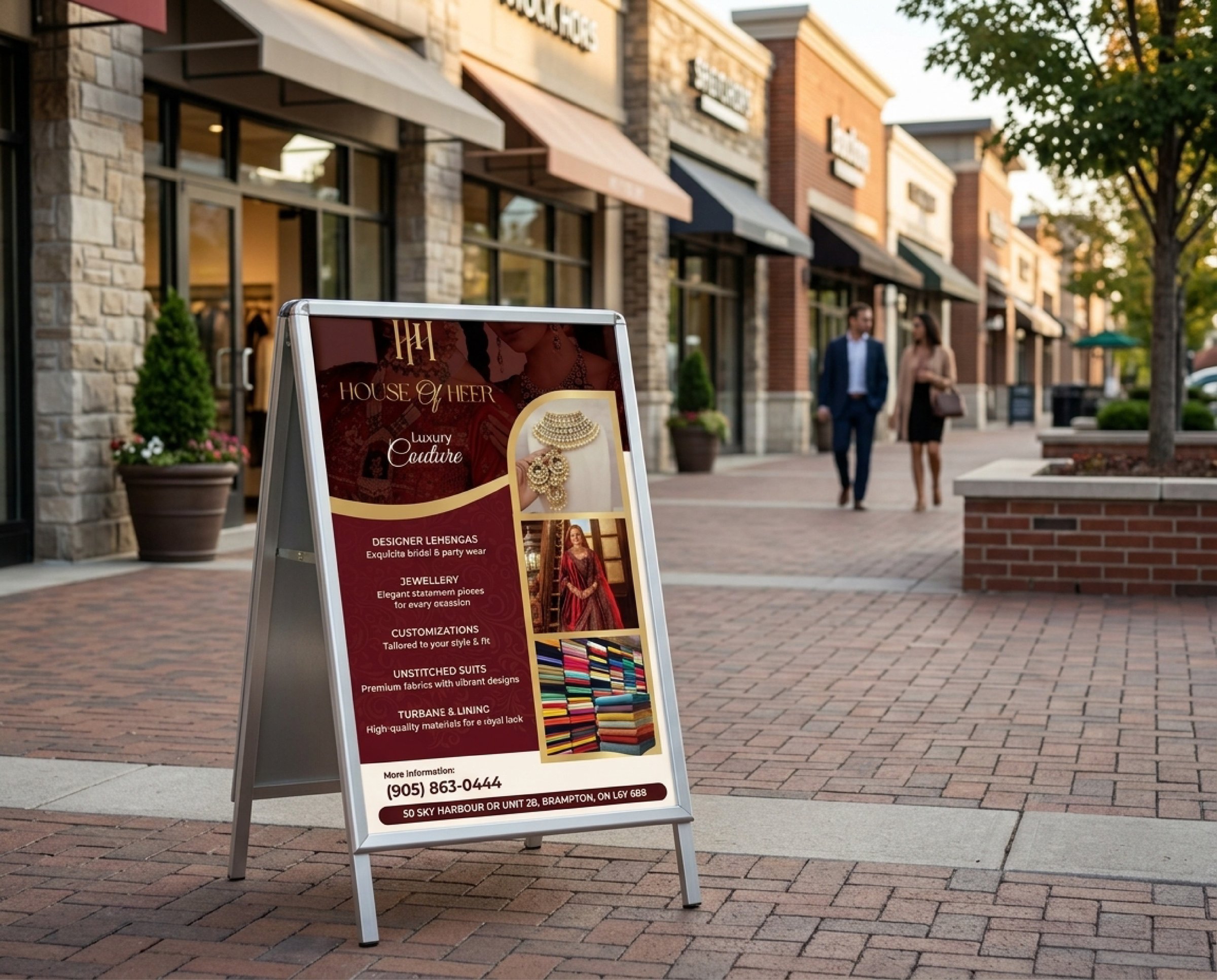 House of Heer sidewalk A-frame sign